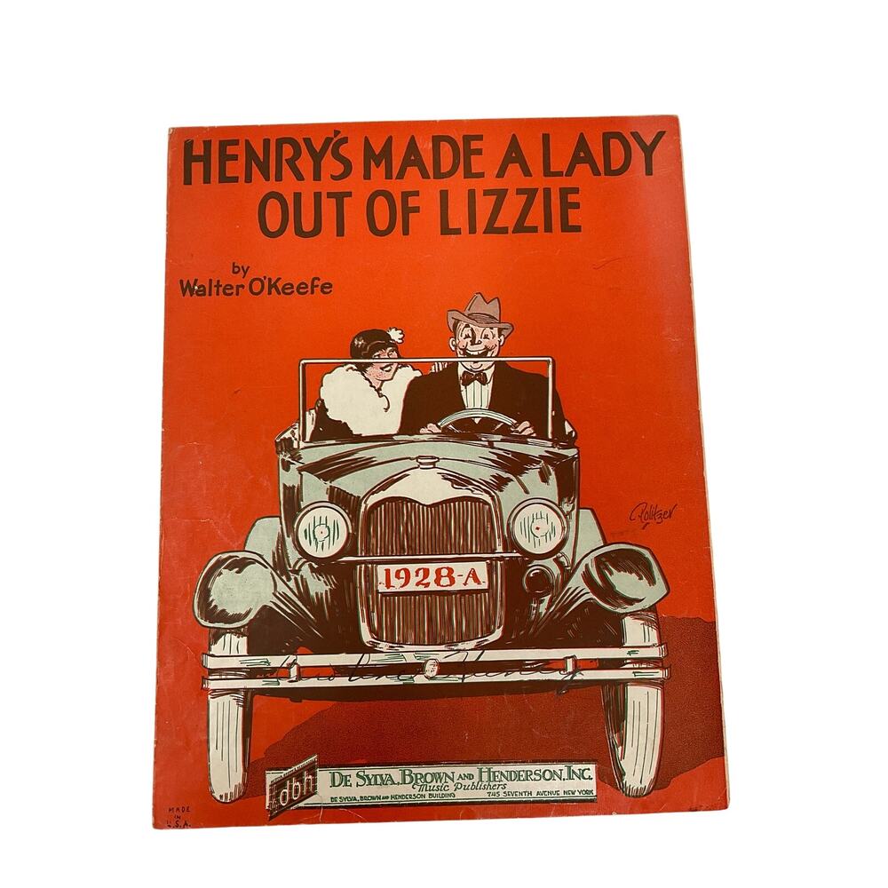 Henrys Made A Lady‎ Out of Lizzie Sheet Music 1928 Walter OKeefe Ukulele Piano